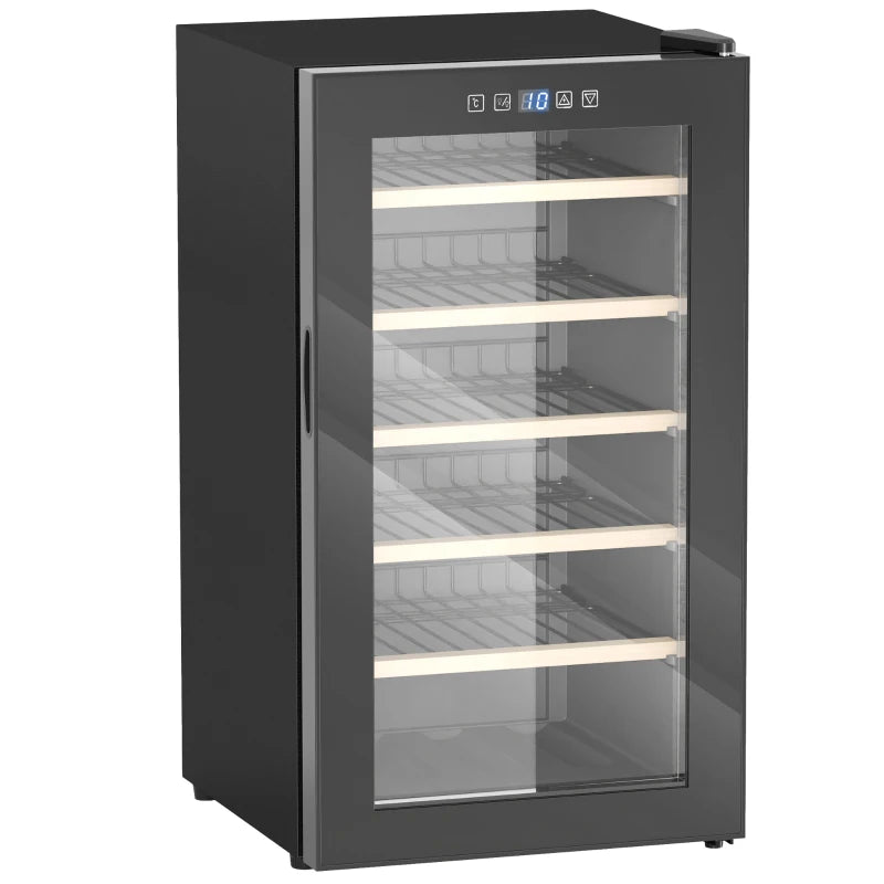 41 Bottle Wine Fridge - 91L Freestanding Cooler with Glass Door, LED Light, Digital Touch Control, Black