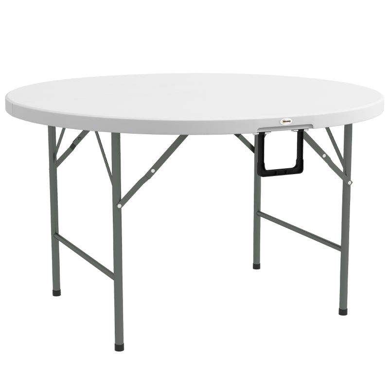 White Round Folding Outdoor Picnic Table for 6