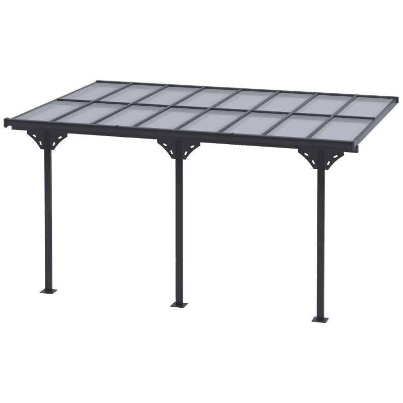 Aluminum Post Outdoor Patio Pergola, 4.35 x 3 m, PC Roof, Grey