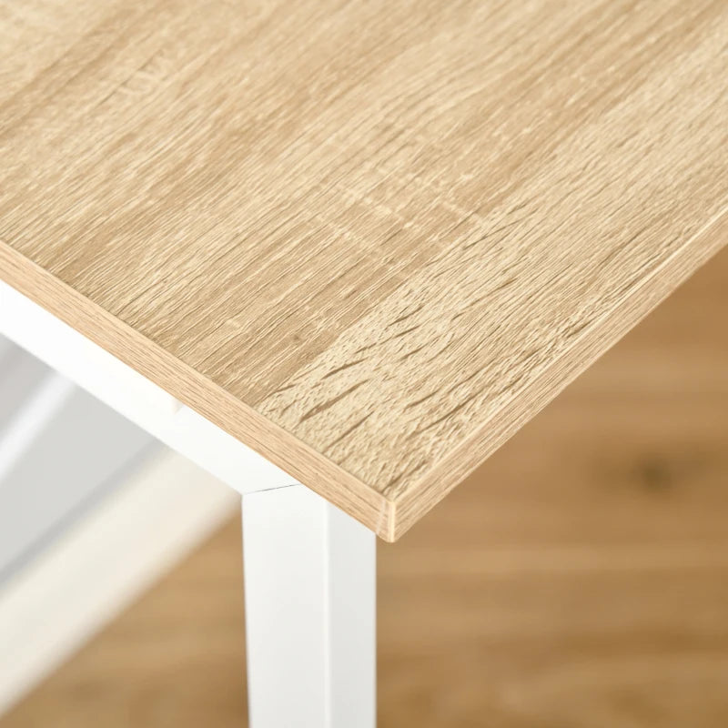 L Shaped Folding Desk with 2-Tier Storage Shelf - Corner Computer Desk for Home Office, Easy Assembly, Oak Tone, 120x72.5cm