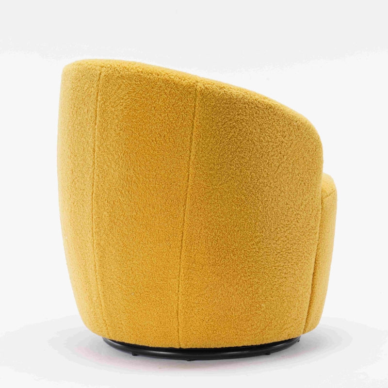 Yellow Teddy Fabric Swivel Armchair with 360° Rotation for Indoor Spaces, 64x64x71 cm