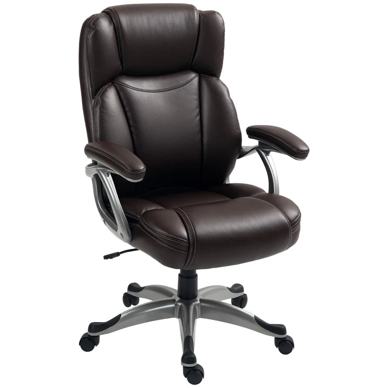 Ergonomic 49.5-59cm Brown Faux Leather Office Chair - Adjustable Height, Stylish Design for Home & Office Use