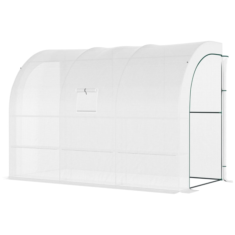 White Outdoor Plant Nursery Greenhouse with Zippered Doors, 3-Tier Shelves