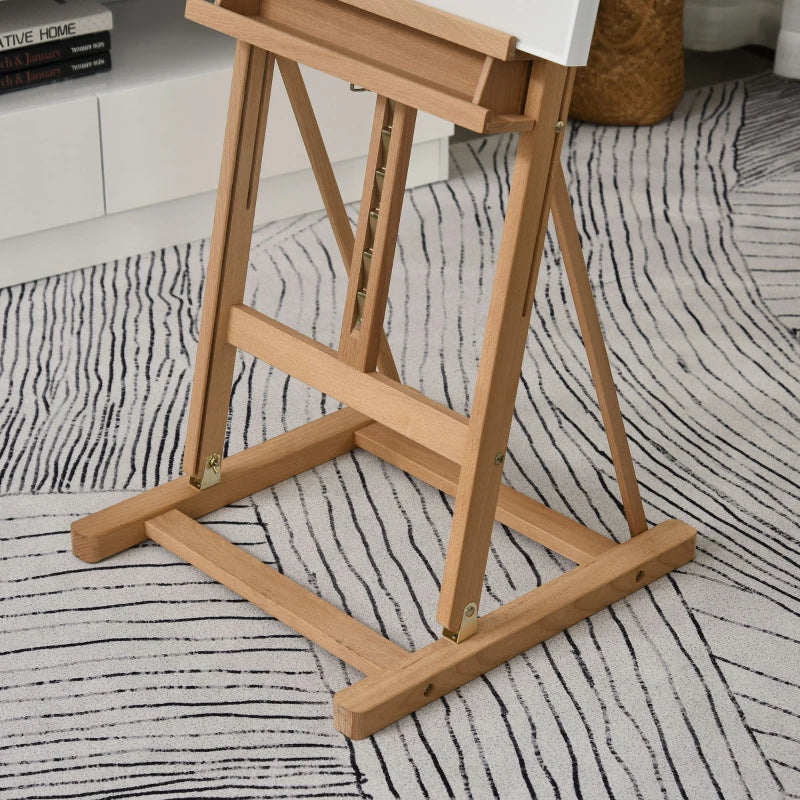 Vinsetto H-Frame Wooden Easel Stand - Adjustable 171-230cm Height, 0-80° Angles, Beech Wood Art Display for Weddings & Paintings