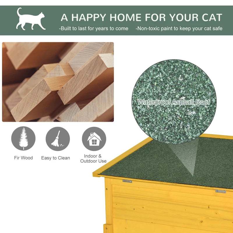 Garden Wooden Cat House - Outdoor Kitty Shelter with Waterproof Roof, Door & Window - Perfect Pet Play Home & Hide Cage