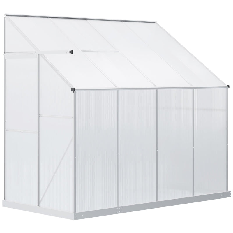 Silver 8x4ft Lean-to Greenhouse with Roof Vent for Plants
