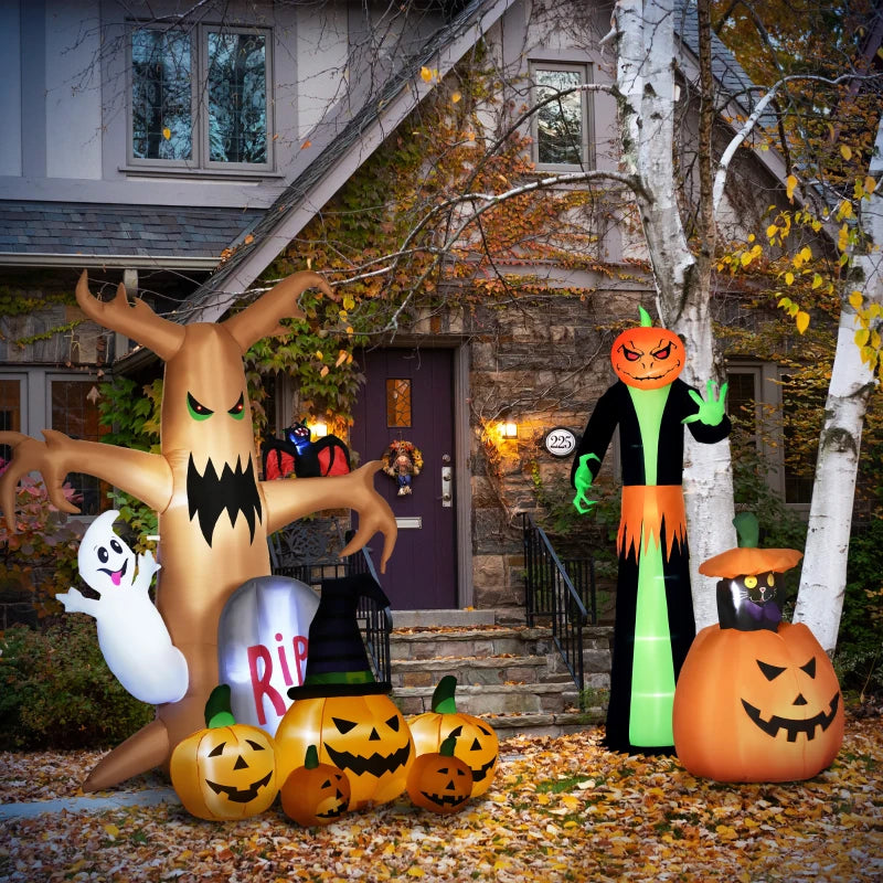 6ft Inflatable Halloween Pumpkin with Hat & 4 Small Pumpkins - LED Blow-Up Outdoor Decor for Lawn & Garden Party