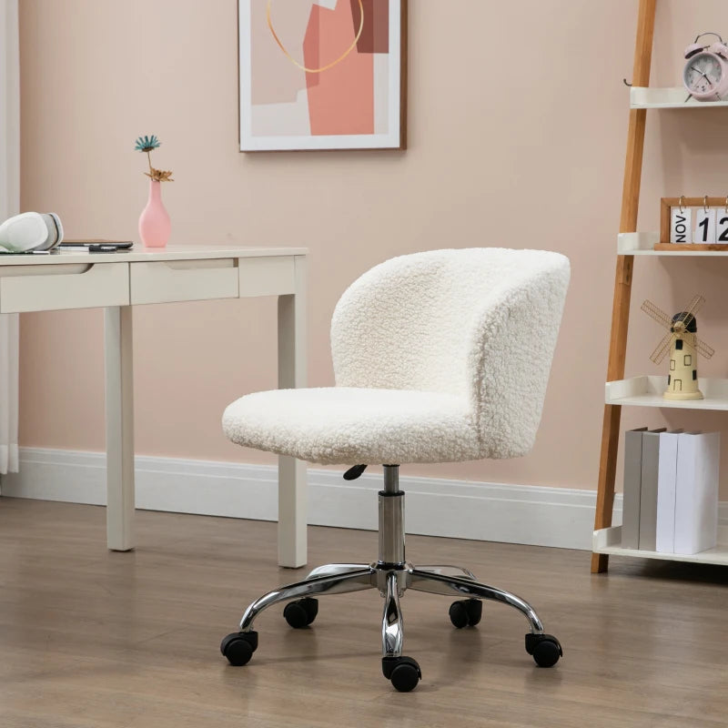 Ergonomic White Office Chair with Adjustable Height, Rolling Wheels, and Modern Design for Home and Office Use