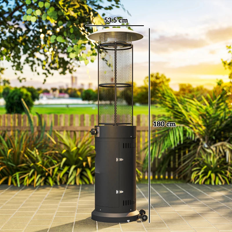 11KW Freestanding Gas Patio Heater - Adjustable Outdoor Propane Heater with Wheels & Tip-Over Switch