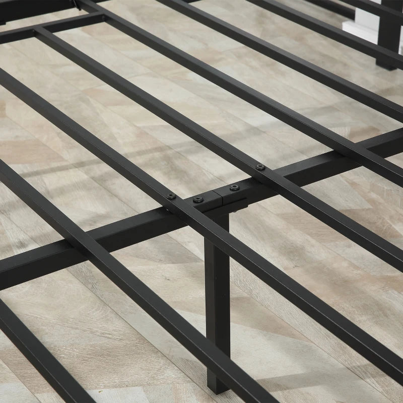 King Size Metal Bed Frame with Headboard & Footboard - Sturdy Slat Support & Underbed Storage - Stylish Bedroom Furniture for Adults