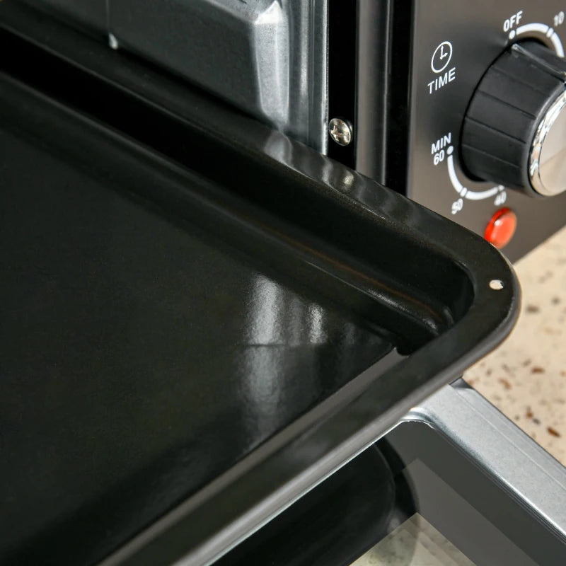 21L Mini Countertop Oven - Adjustable Temperature 100°C-230°C, Compact Black Design for Efficient Cooking