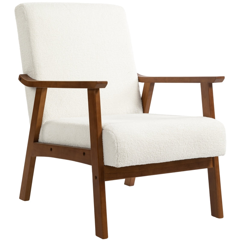 Mid Century Modern Boucle Accent Chair in White - Stylish Seating for Home Decor
