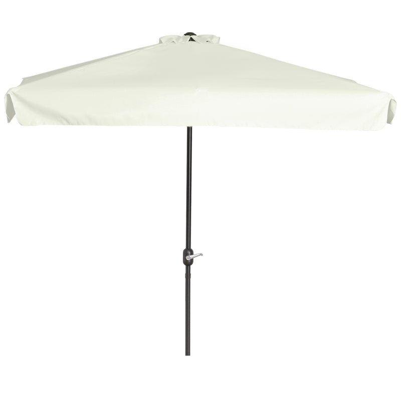 Off-White 2.3m Semi-Round Patio Umbrella with Crank Handle - Balcony Use (Base Not Included)