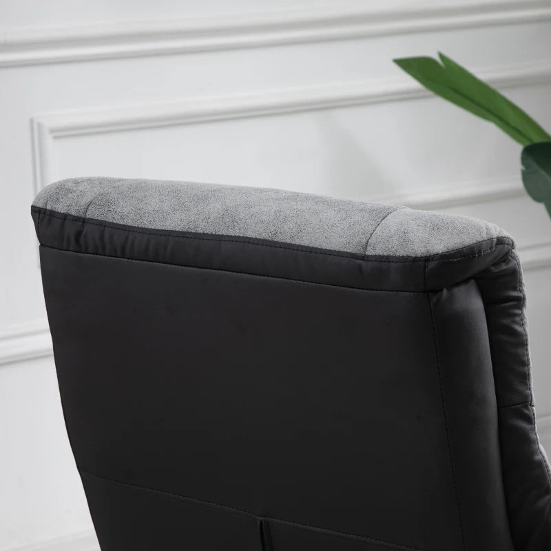 Grey Fabric Recliner Armchair with Footstool and Swivel Function for Ultimate Comfort