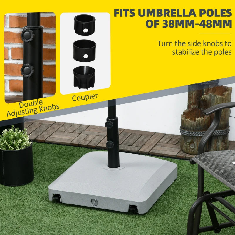 Grey Garden Umbrella Base with Wheels, 24kg Water or 30kg Sand Filled