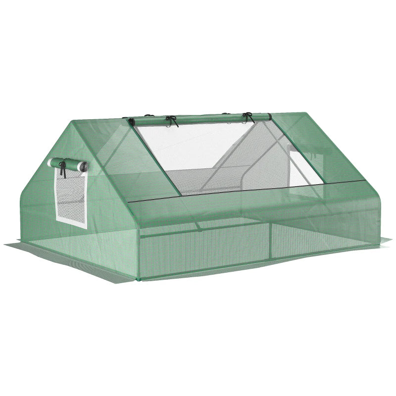 Dark Green Portable Mini Garden Greenhouse with Zipped Windows, 180x140x80cm