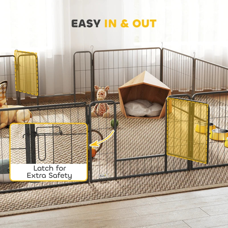 Heavy Duty 12 Panel Puppy Playpen for Small Dogs Indoor Outdoor Use Silver