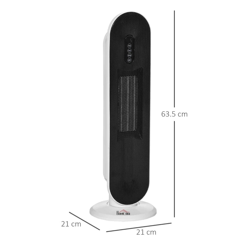 Indoor Ceramic Space Heater with Remote Control Oscillation Timer and Safety Features 1200W 2000W White