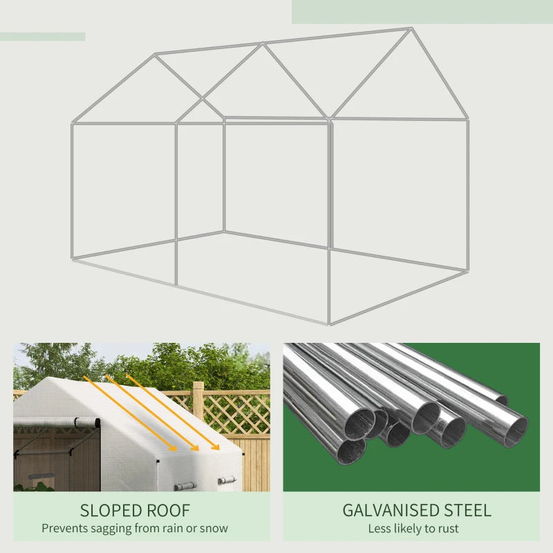 Green Polyethylene Walk-in Greenhouse, 2x3m, White