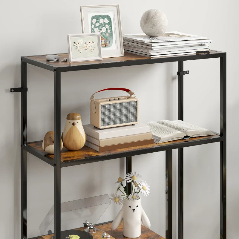 Rustic Brown 4-Tier Bookshelf with Open Shelves - Stylish Storage Solution for Home or Office