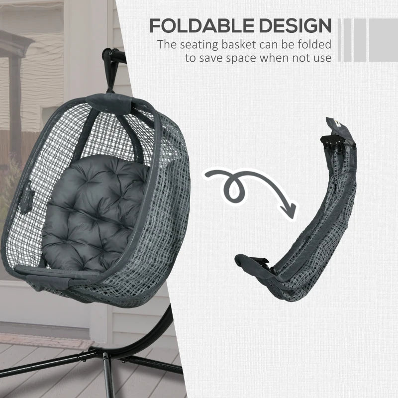 Dark Grey Padded Egg Swing Chair with Cup Holder