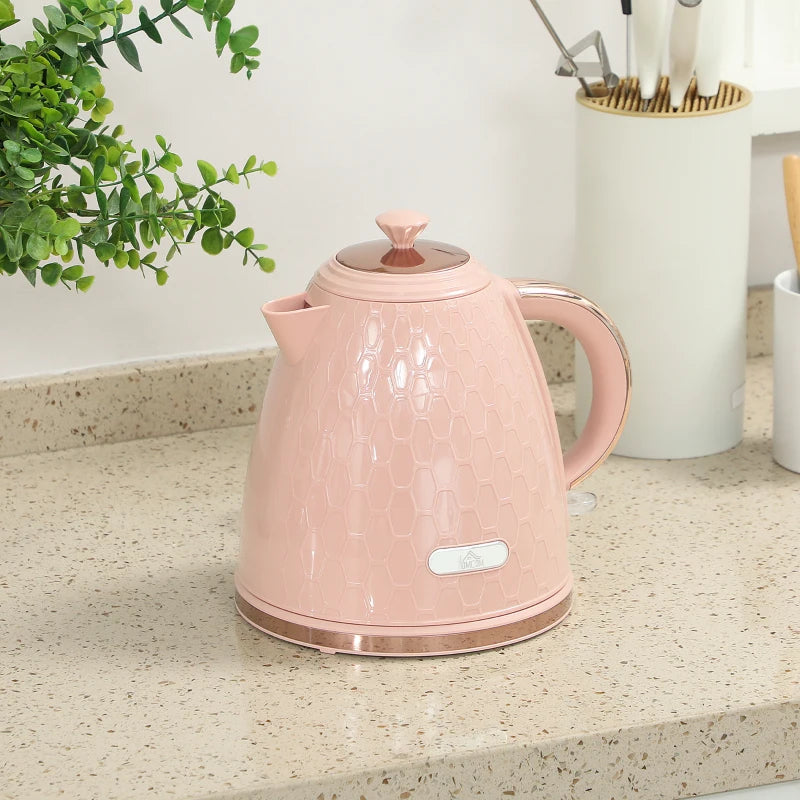 3kW Rapid Boil Light Pink Honeycomb Kettle - Stylish Electric Tea Maker for Quick Boiling and Modern Kitchens