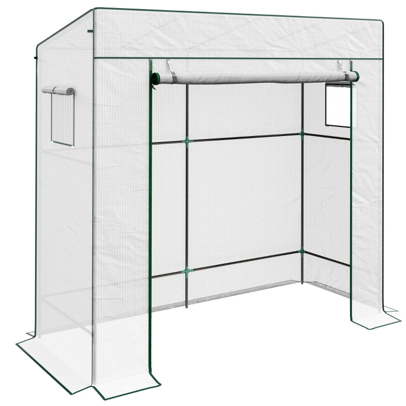 Green Walk-in Outdoor Greenhouse Cover, White PE Material