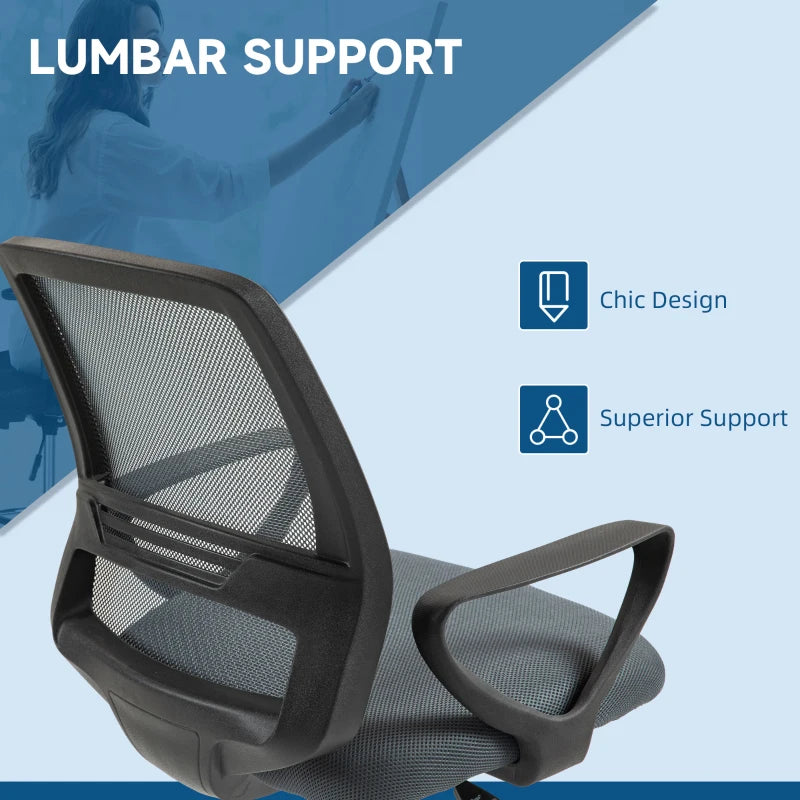 Vinsetto Draughtsman Office Chair with Footrest - Adjustable Height 102.5-126cm, Ergonomic Grey Design for Comfort and Support