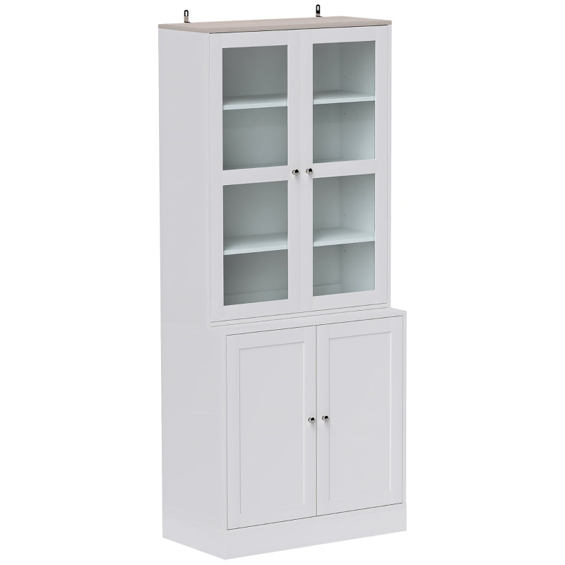 Double Storage Display Cabinet - Elegant White Finish, Stylish Home Organizer, Perfect for Living Room or Office Storage Solutions