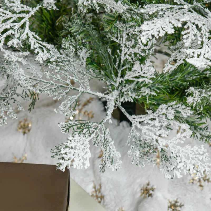 6 Ft Snow Flocked Artificial Christmas Tree - Realistic Cypress Branches, Auto Open, Lush Green Holiday Decor