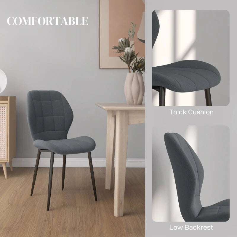 Set of 4 Dark Grey Flannel Relaxed Tub Dining Chairs - Comfortable, Stylish Seating for Modern Homes