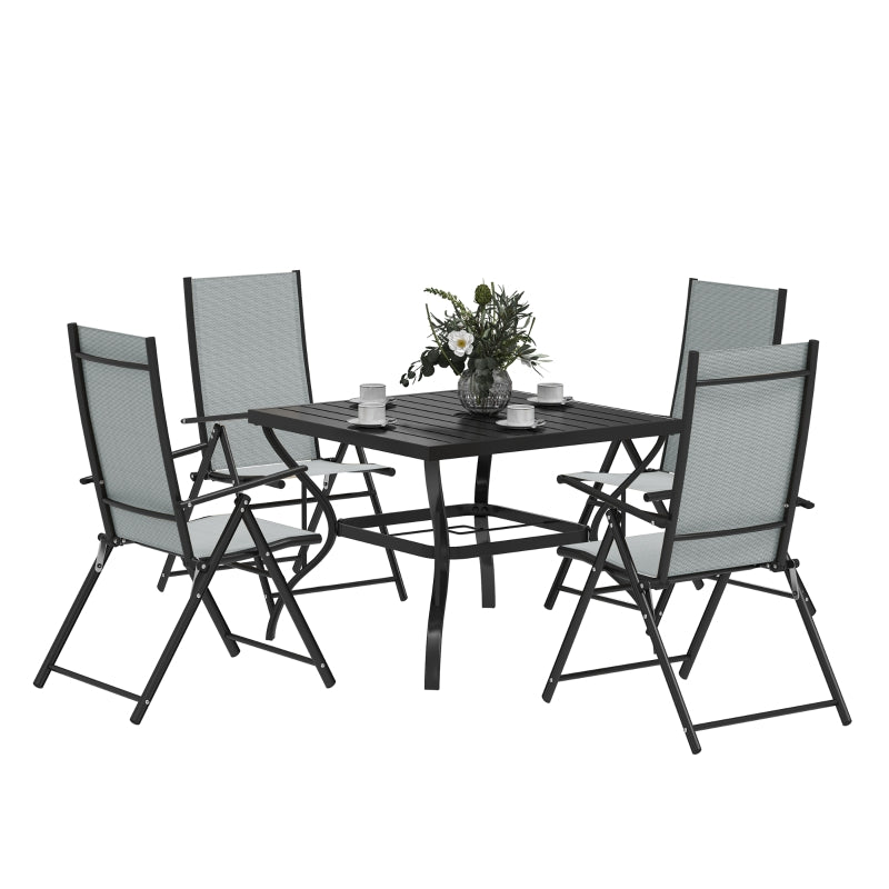 5-Piece Steel Frame Patio Set - Grey and Black - Outdoor Furniture for Garden and Balcony