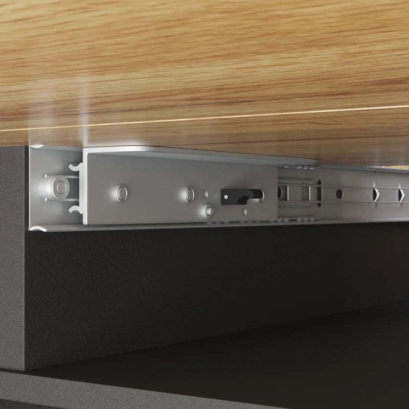 Telescopic Extendable Dining Table for 4-6, Foldable Kitchen Table with Checked Pattern, Black & Natural, 110-140L x 80W x 75H cm