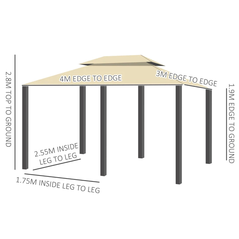 4m x 3m Gazebo Party Tent With LED Solar Lights