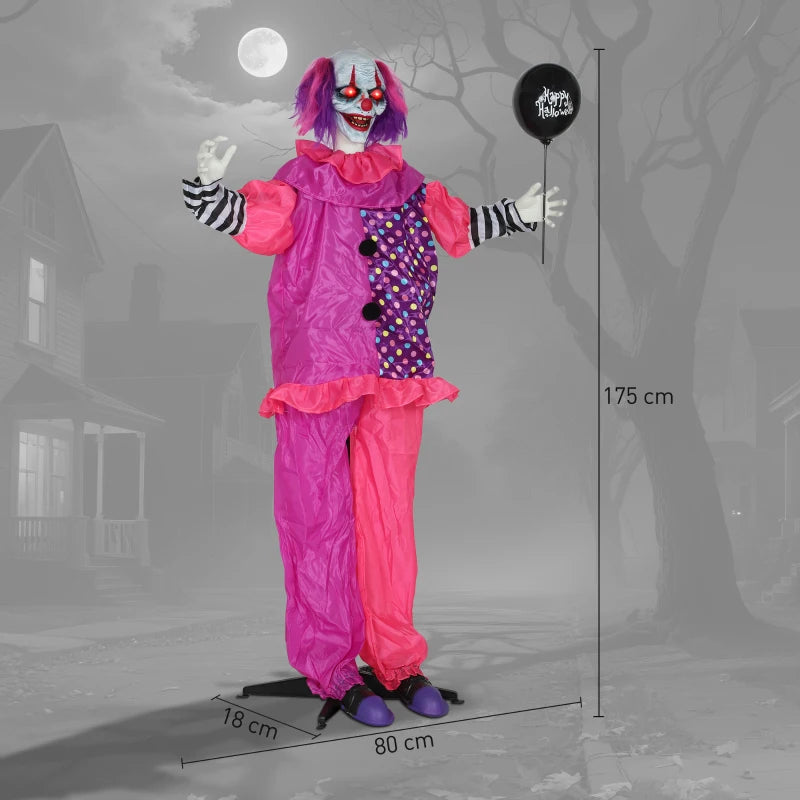 Scary Animated Clown Decoration - Spooky Pink & Purple Halloween Prop for Haunted House & Party