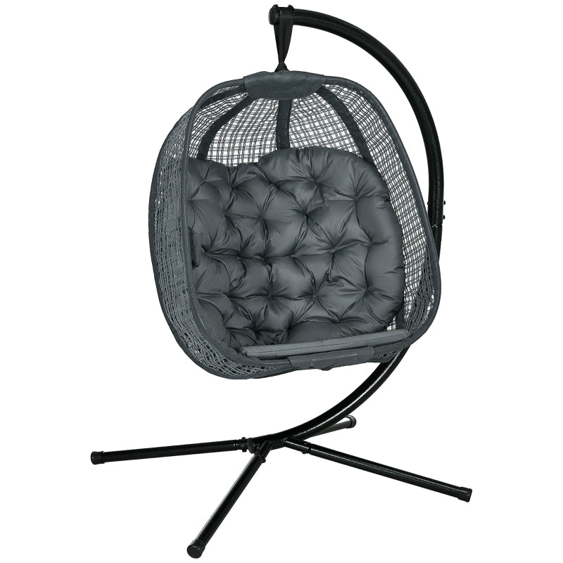 Dark Grey Padded Egg Swing Chair with Cup Holder