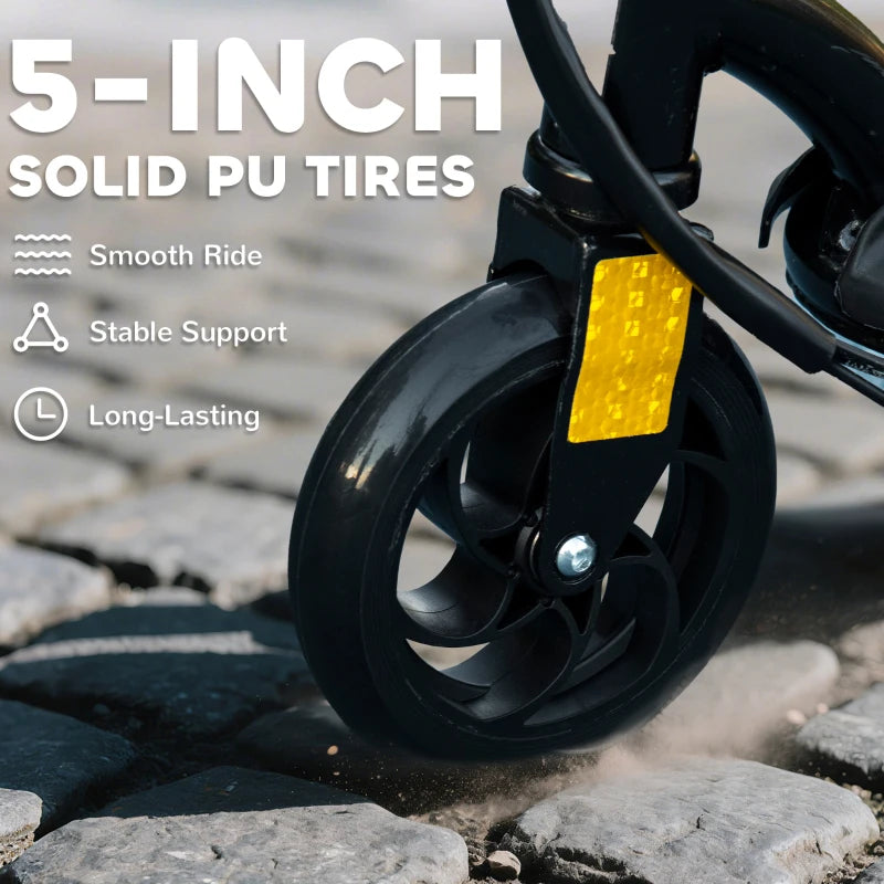 Foldable Electric Scooter for Kids 7-14 Years - Black with LED Headlights - Lightweight & Portable