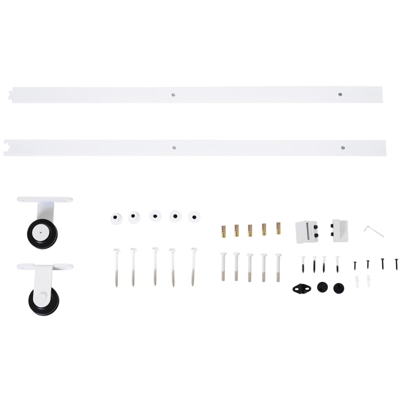 White 6ft Rustic Sliding Barn Door Hardware Kit