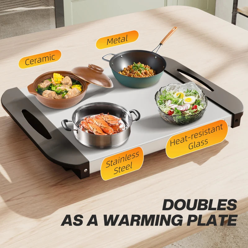 4.5L Stainless Steel Electric Buffet Server with 3 Trays & Lids - Perfect for Parties & Catering
