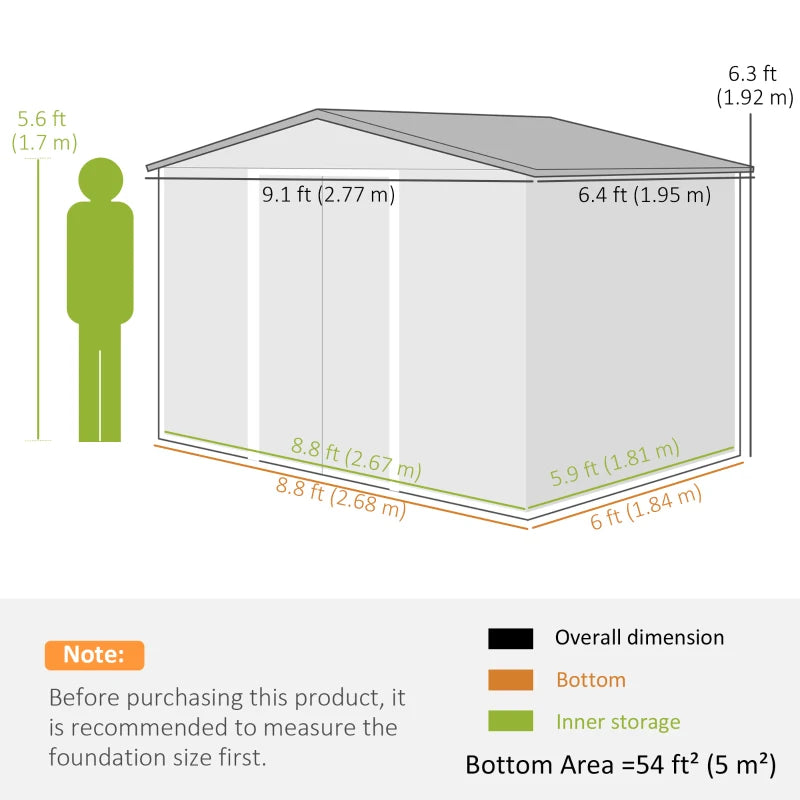 9ft x 6ft Outdoor Garden Storage Oasis with Foundation, Ventilation, and Rustic Brown Doors