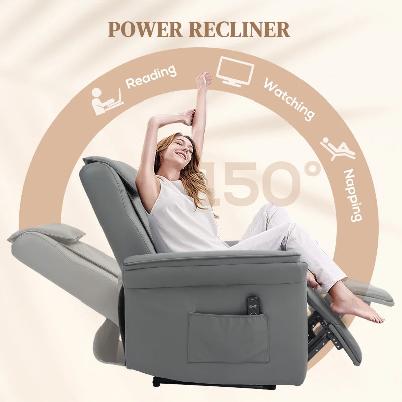 Electric Recliner Armchair with 3D Kneading Massage, Breathable Leather, Footrest, Remote Control, USB Port and Side Pockets