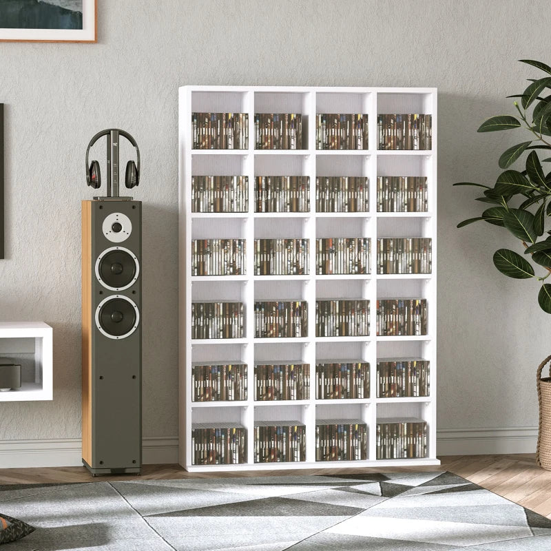 Adjustable CD Storage Unit with Shelves - 89 x 130.5 cm - Modern White Design for Organizing Music Collections