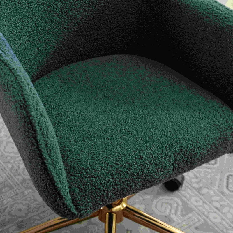 Adjustable Height Ergonomic Swivel Executive Office Chair with Gold Legs - Green, 58x58x86 cm for Comfort & Style
