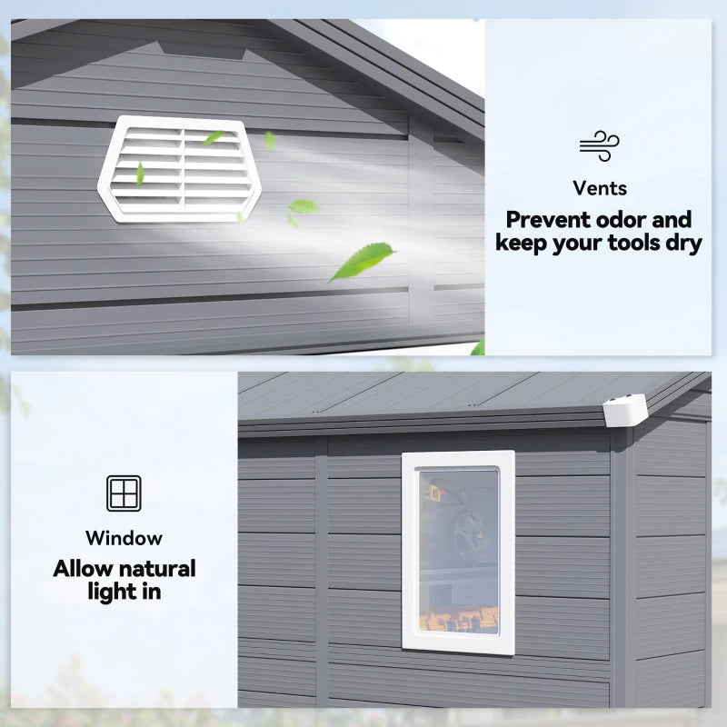 7.9ft x 6.2ft Aluminium Frame and Plastic Wall Shed With Foundation
