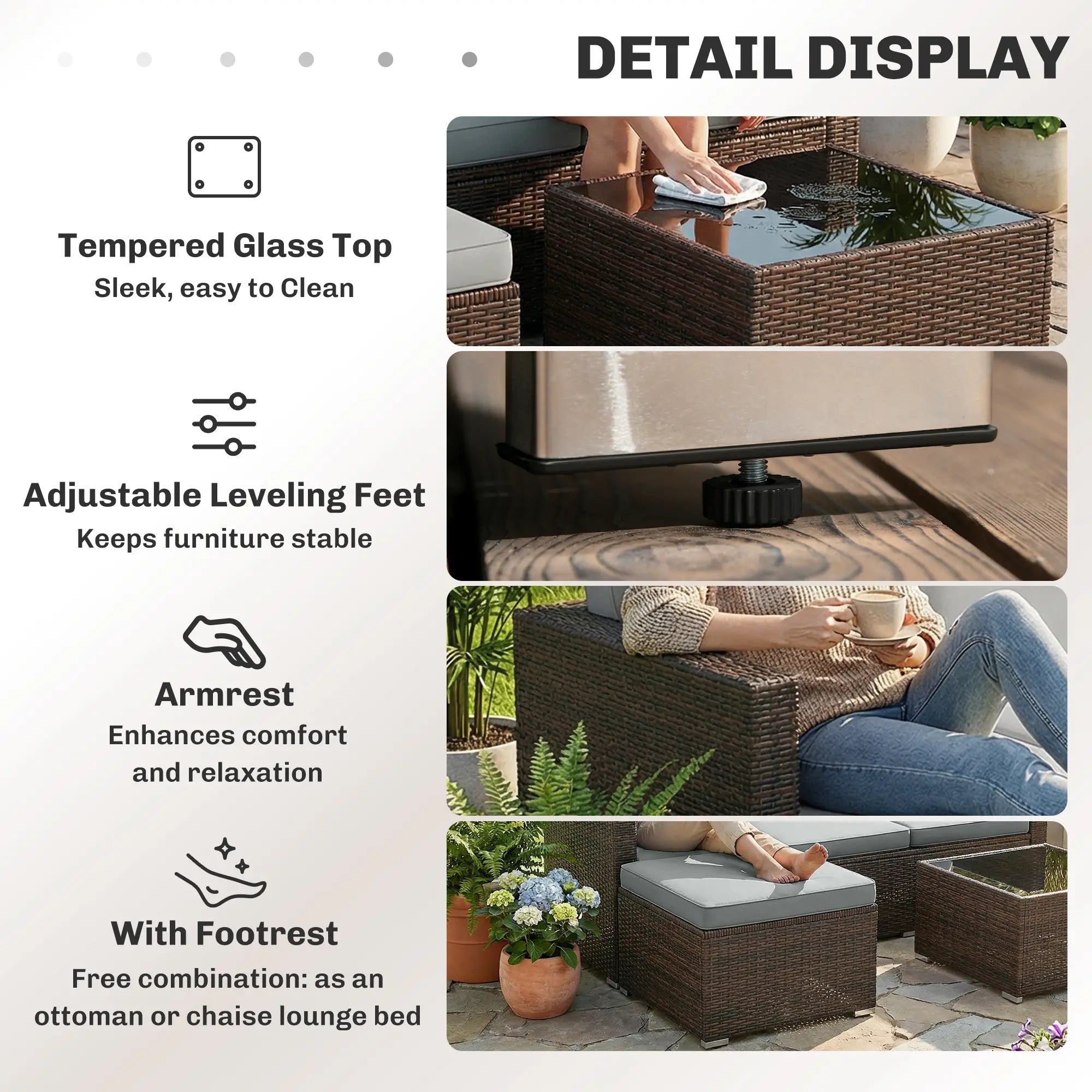 Light Grey 3-Piece Rattan Corner Lounge Set with Cushions – Compact Garden Conversation Sofa Suite