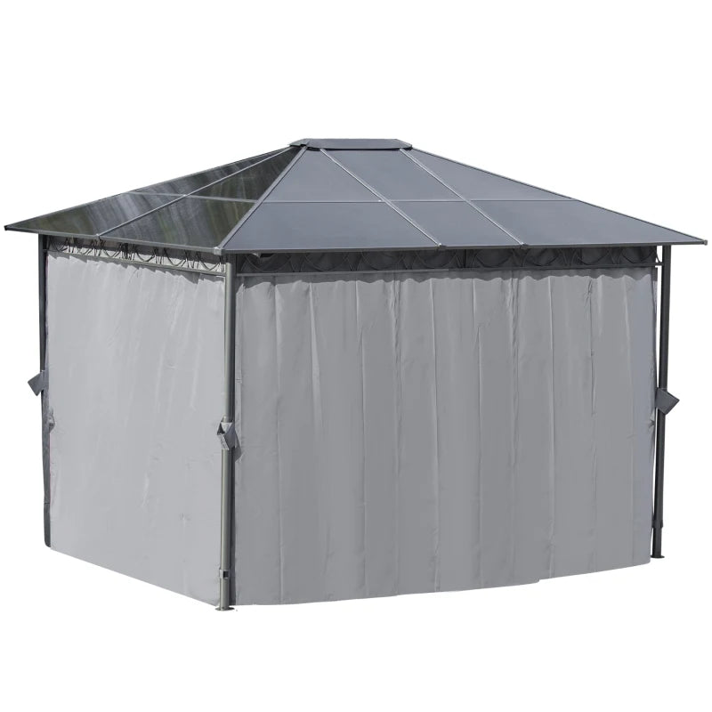 Grey 3m x 3.6m Hardtop Gazebo with UV Resistant Polycarbonate Roof