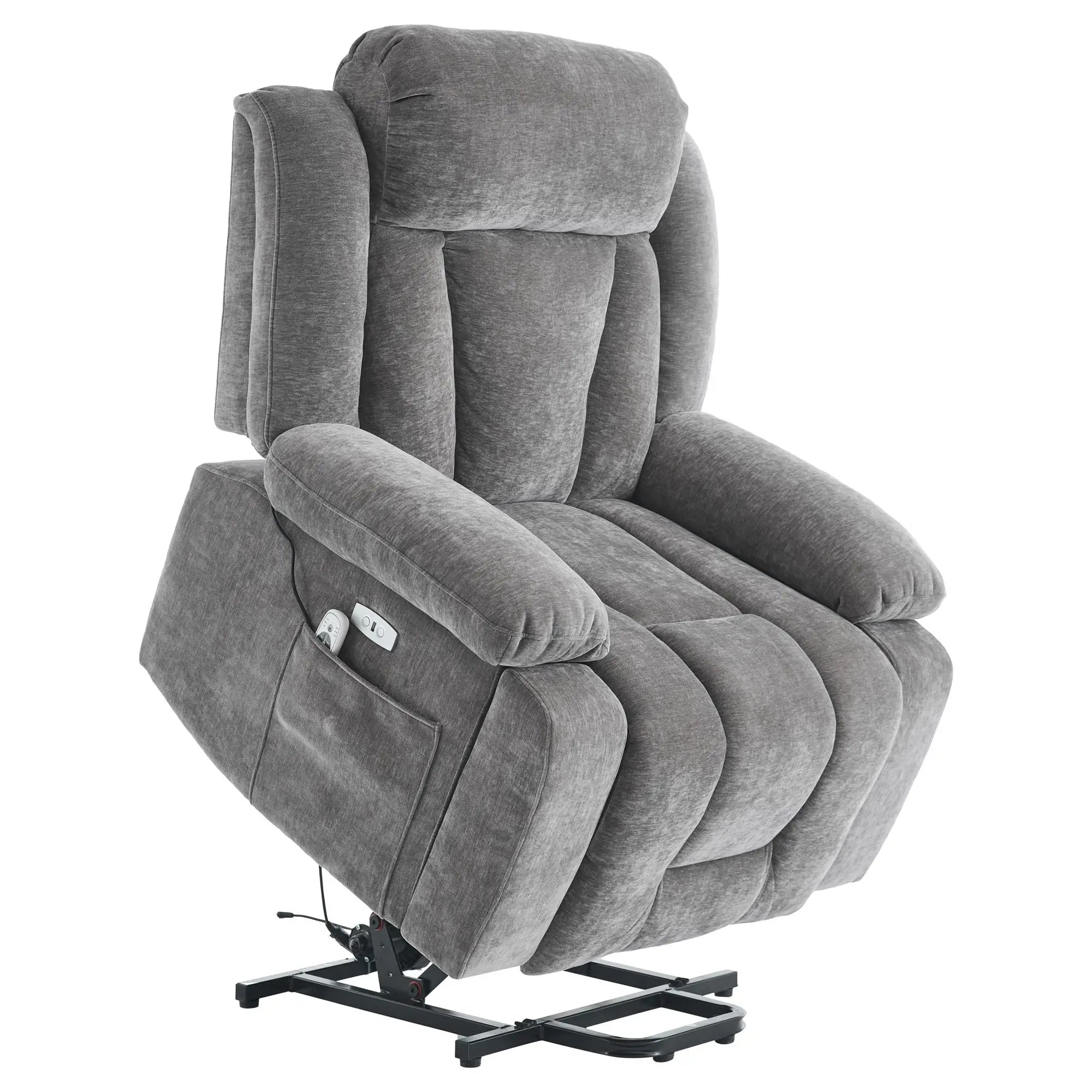 RelaxMax ProLift Electric Recliner – Heated Massage Chair with USB Ports, Storage Pocket & Easy Assembly, 95×94×107 cm, Grey