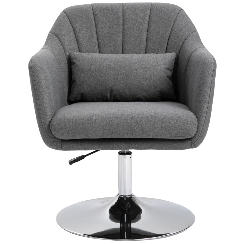 Contemporary Swivel Linen Accent Chair with Adjustable Height and Lumbar Support for Living Room and Office, Dark Grey