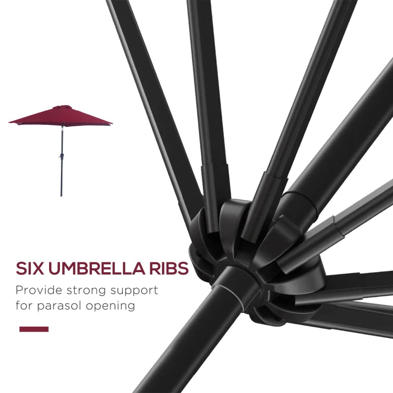 Red 2.6M Tilt Crank Garden Parasol Umbrella