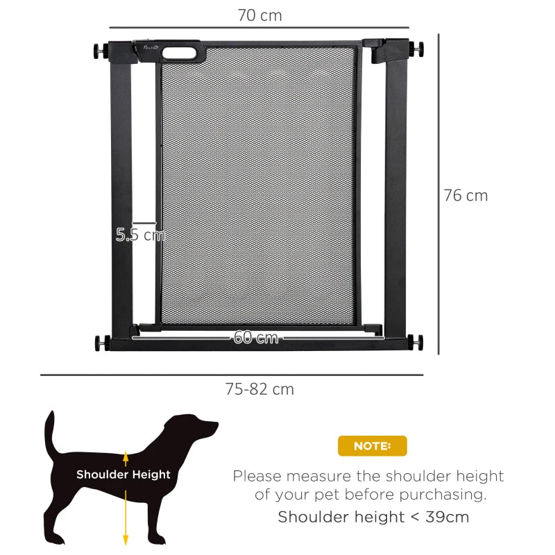 Dog Safety Gate for Hallways & Staircases - Automatic Closing Door, Black Pet Barrier for Home Safety